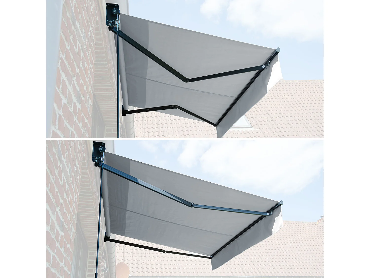 Toldo SAULE 2,5 × 2m - Tecido cinzento e estrutura cinzenta
