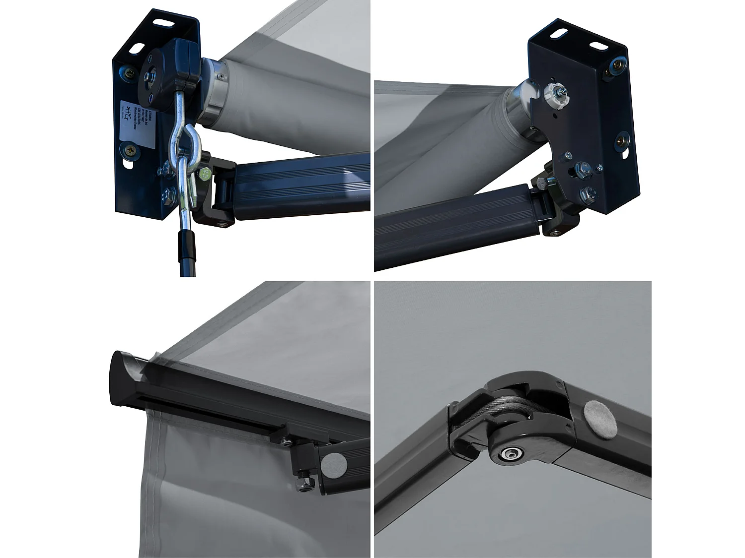 Toldo SAULE 2,5 × 2m - Tecido cinzento e estrutura cinzenta