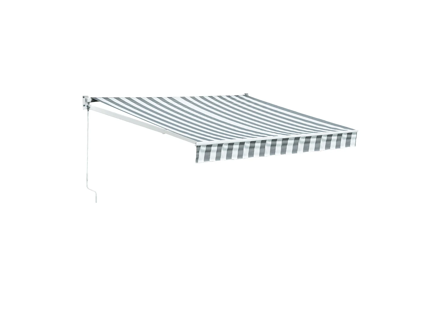 SAULE luifel 2,5 × 2m - Wit/grijs gestreept doek en witte structuur