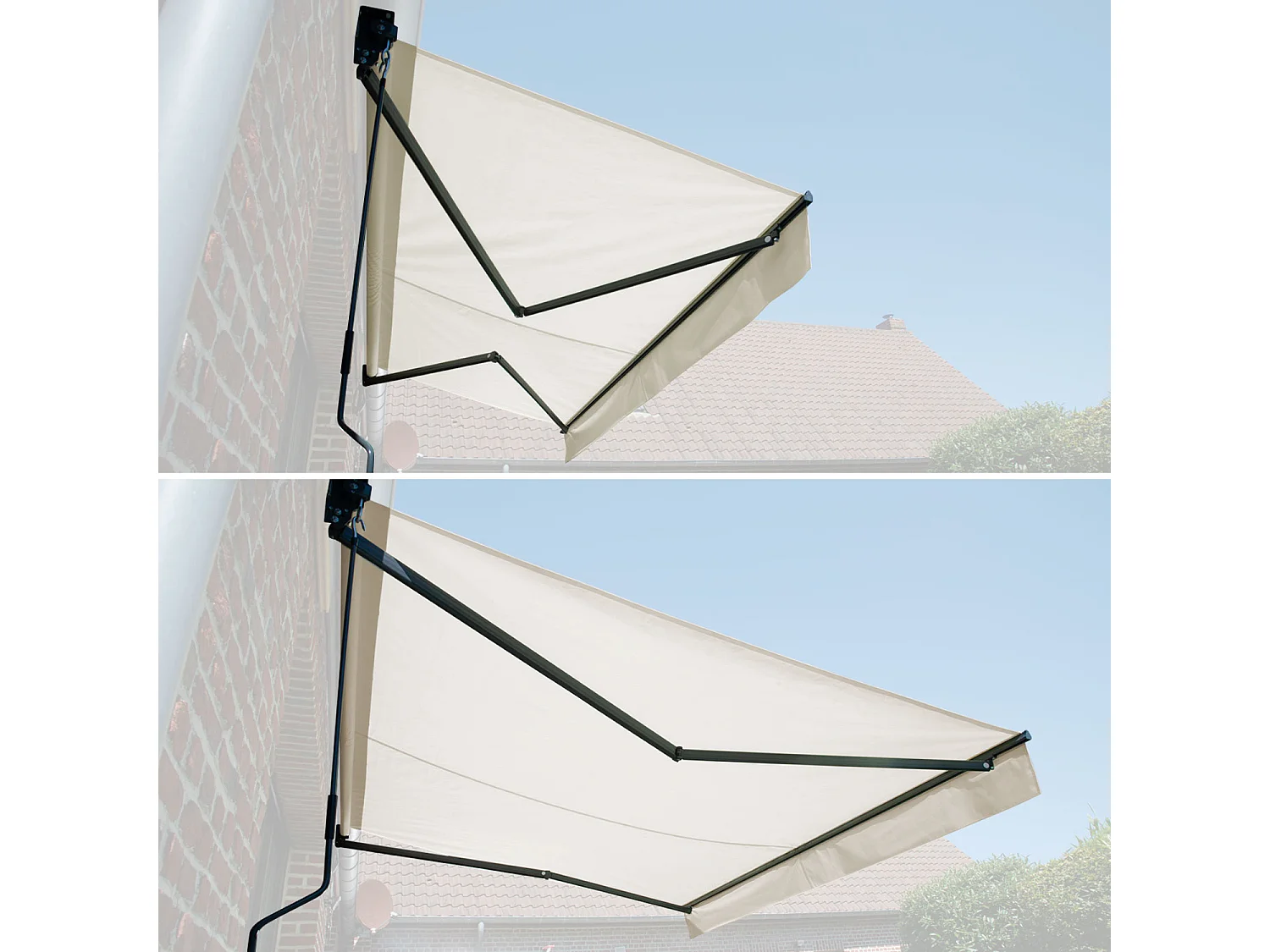 Toldo SAULE 3,5 × 3m - Tecido bege e estrutura cinzenta
