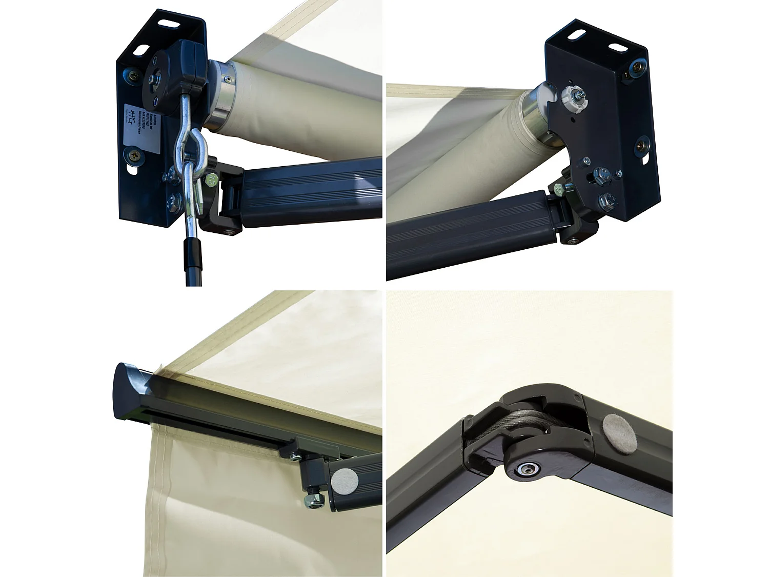 SAULE luifel 3,5 × 3m - Beige doek en grijze structuur