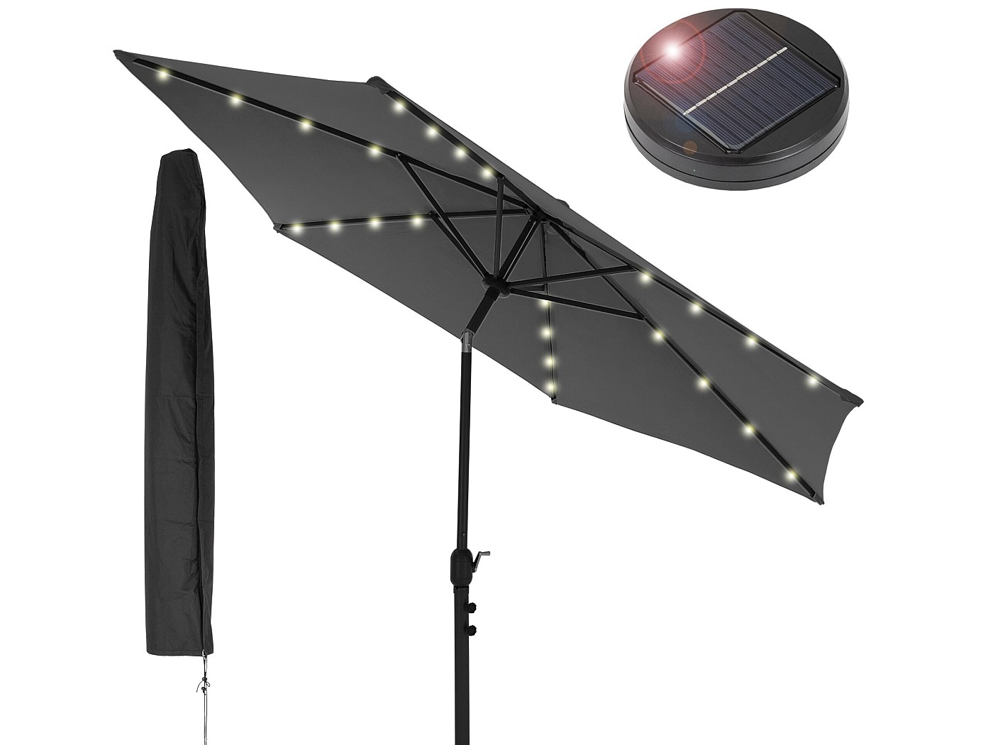 Telo Copertura Ombrellone HWC-A37 Poliestere 3x3m Antracite - Foto 2