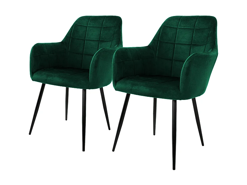 Set de 2 Sillas de Comedor de Terciopelo Verde Oscuro Diseño Retro ML-DESIGN