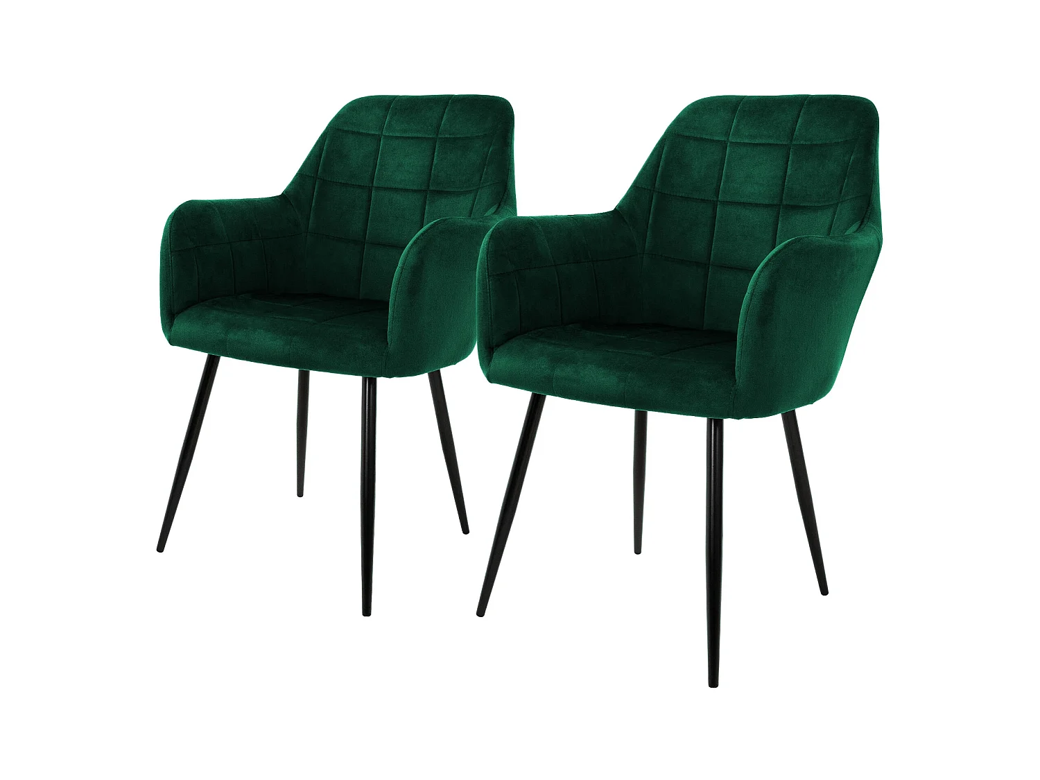 Ensemble de 2 chaises de salle à manger en velours vert foncé Retro Design ML-DESIGN