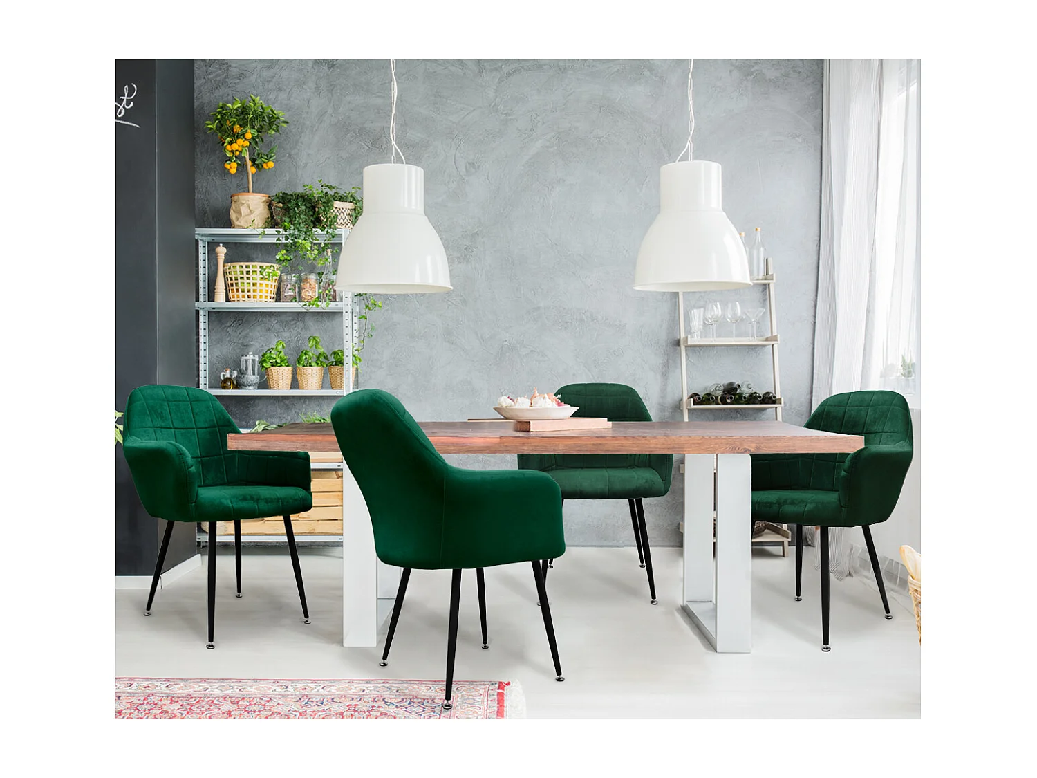 Juego de 6 sillas de comedor cocina terciopelo verde ML-DESIGN