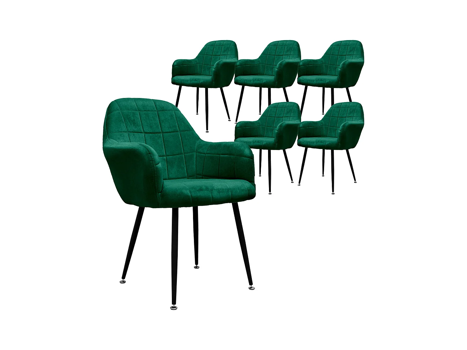 Lot de 6 chaises de cuisine en velours vert ML-DESIGN