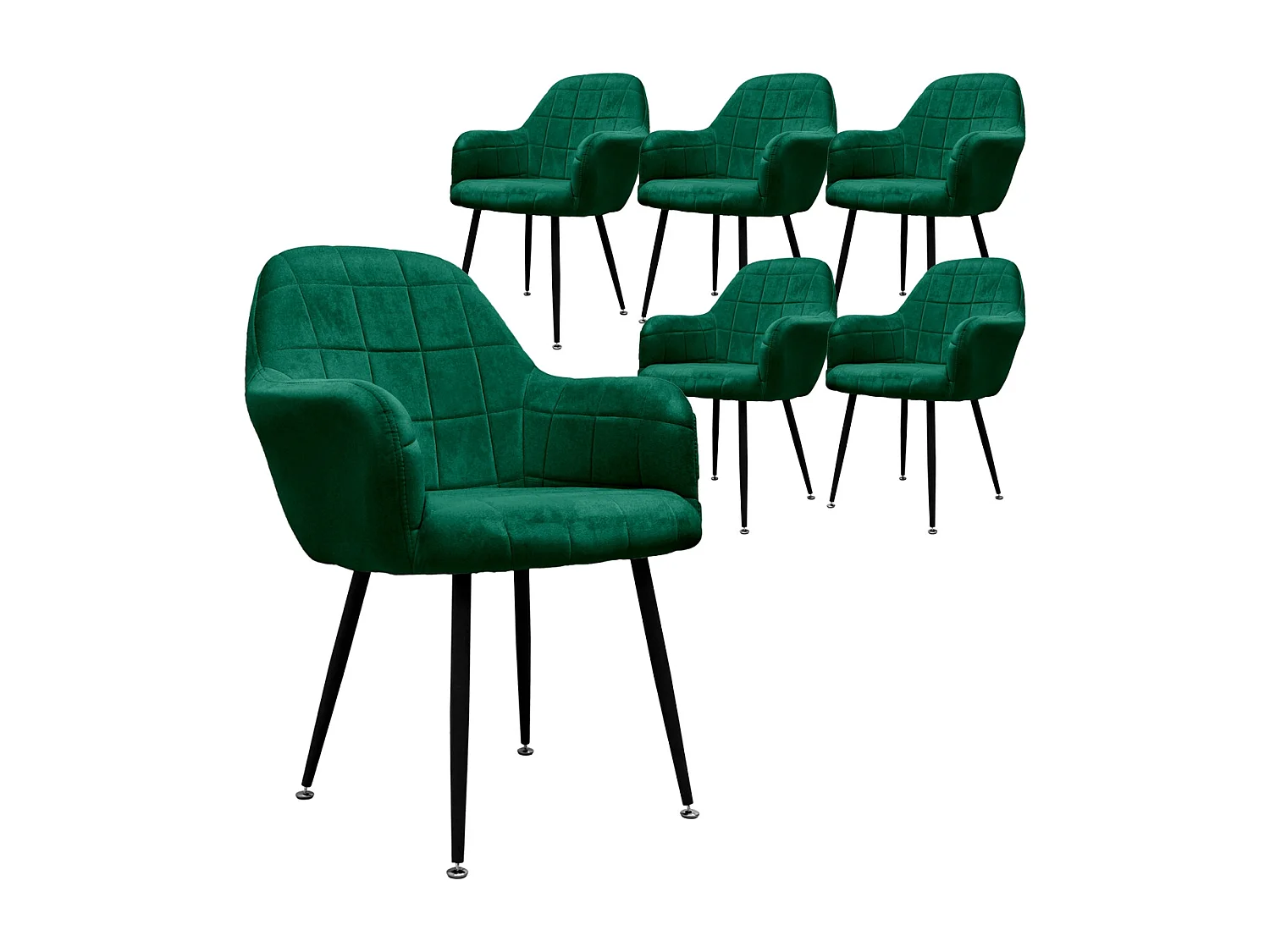 Lot de 6 chaises de cuisine en velours vert ML-DESIGN