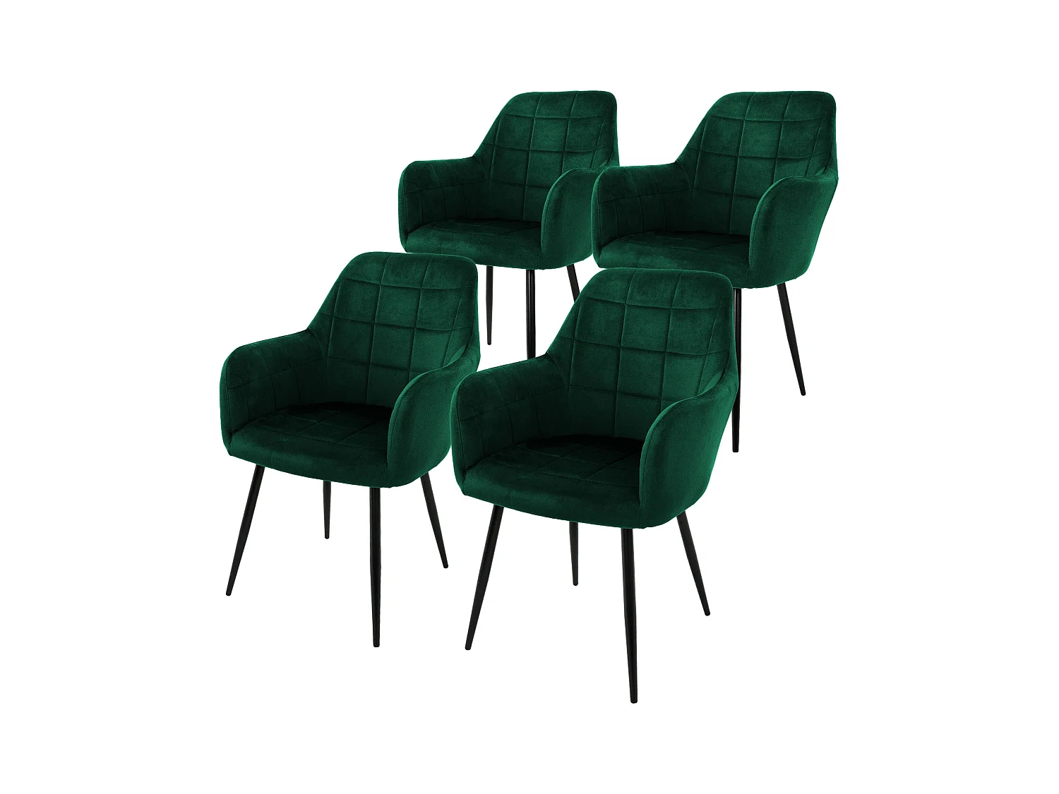 Ensemble de 4 chaises de salle à manger rétro design en velours vert foncé ML-DESIGN