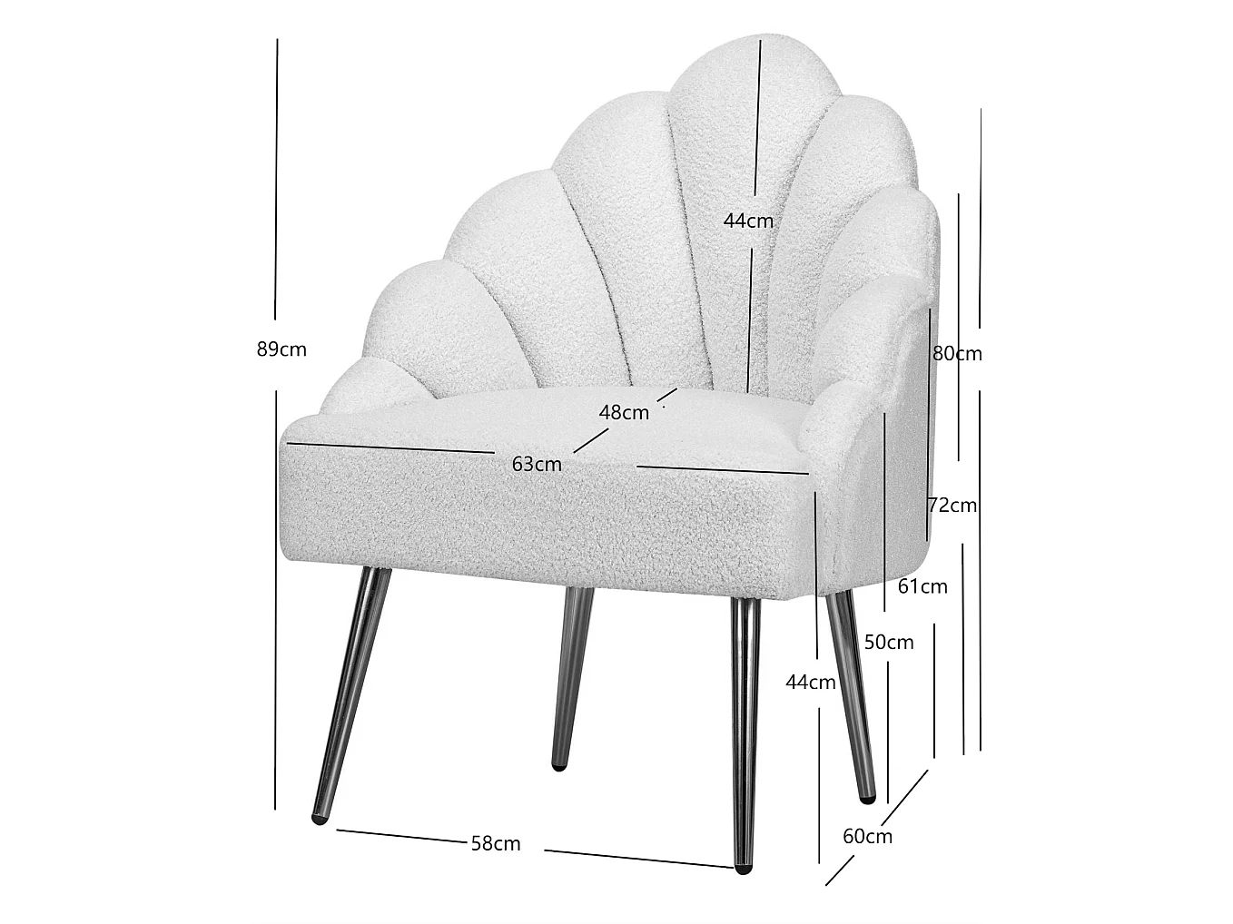 Fauteuil retro en métal et velours beige