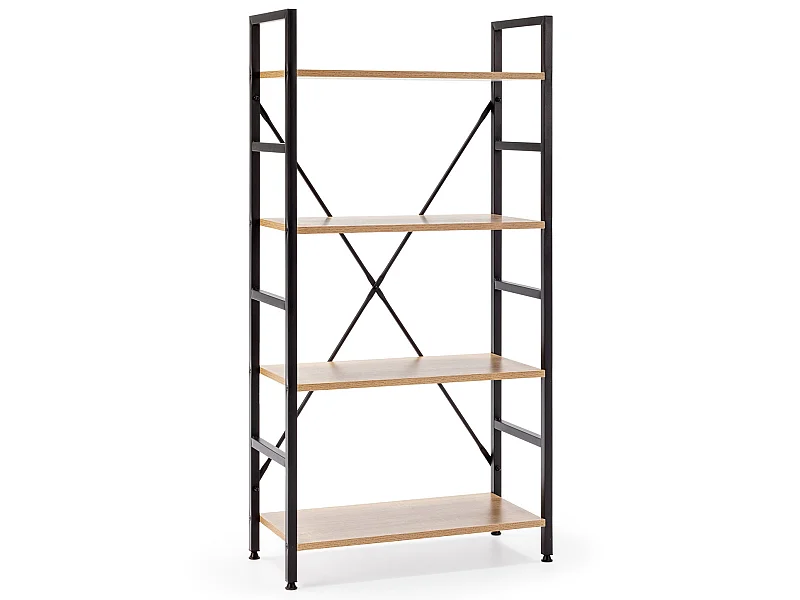 Ladderrek Virginia 4 planken, Eiken/Zwart, 60 cm