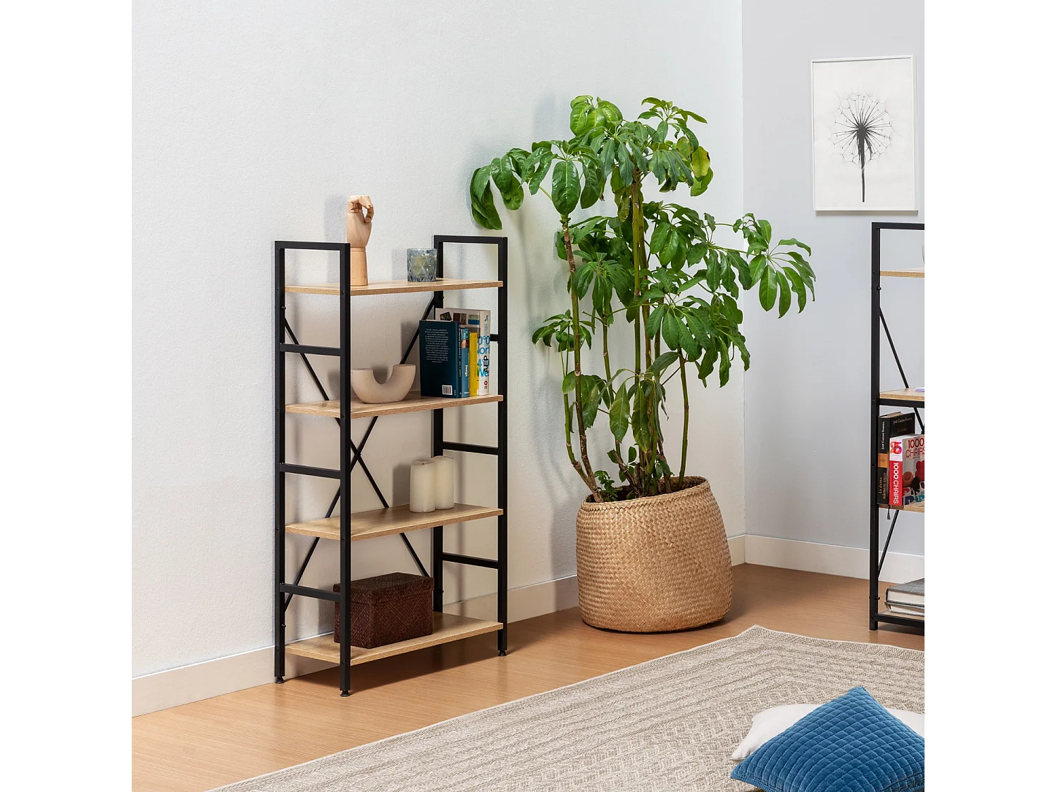 Étagère bibliothèque Virginia bois 4 Étagères, pour salle à manger