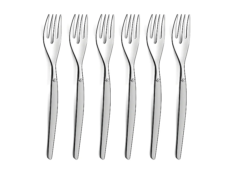 Set van 6 taartvorken Jet Sablé van roestvrij staal - Collectie Lou Laguiole