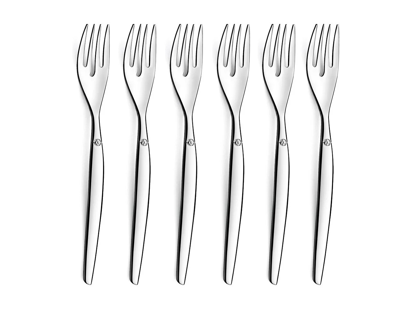 Zestaw 6 widełek do ciasta Jet ze stali nierdzewnej błyszczącej - Kolekcja Lou Laguiole