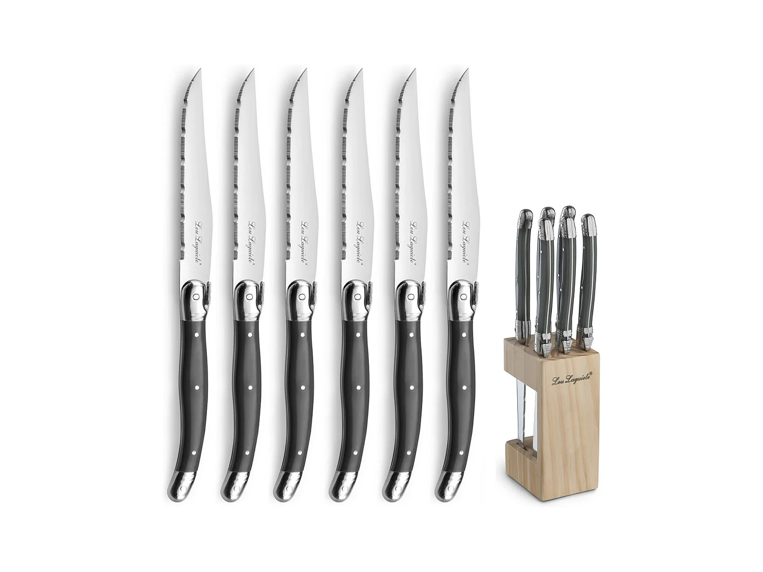Conjunto de 6 facas de carne Laguiole Tradition Cinza Antracite
