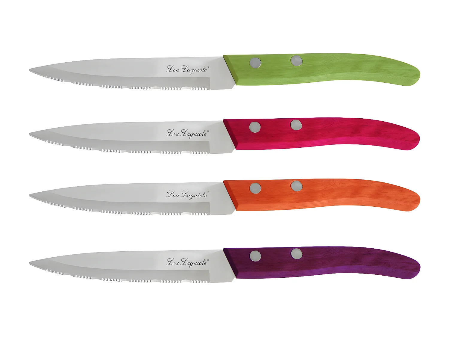 Set van 4 Laguiole Forest keukenmessen van getint hout