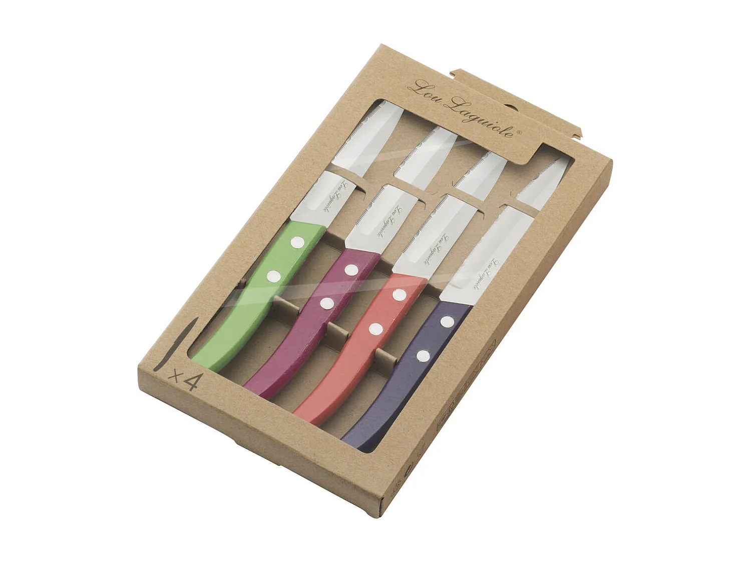 Set van 4 Laguiole Forest keukenmessen van getint hout