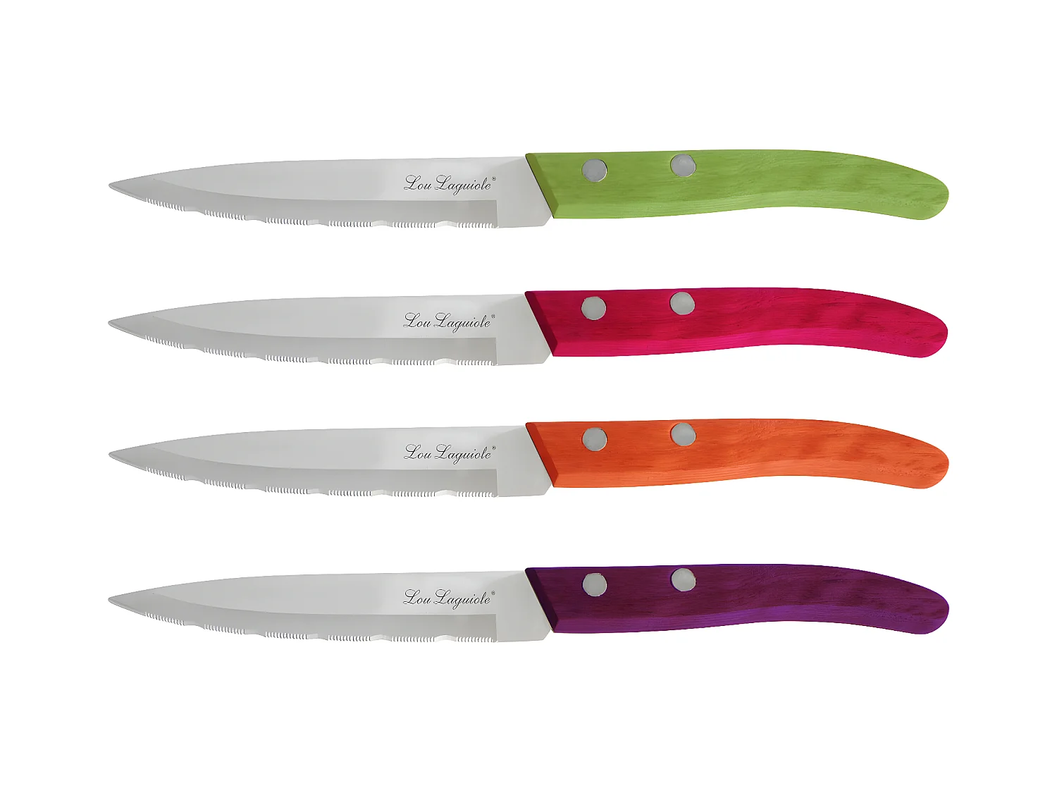 Set van 4 Laguiole Forest keukenmessen van getint hout