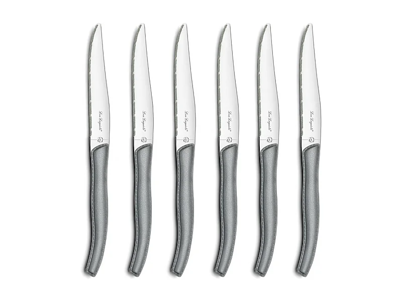 Set 6 Steakmesser Laguiole Sky Grau ABS Leder Effekt