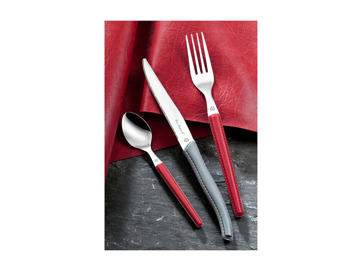 Set van 6 steakmessen Laguiole Sky Grijs ABS Leder Effect