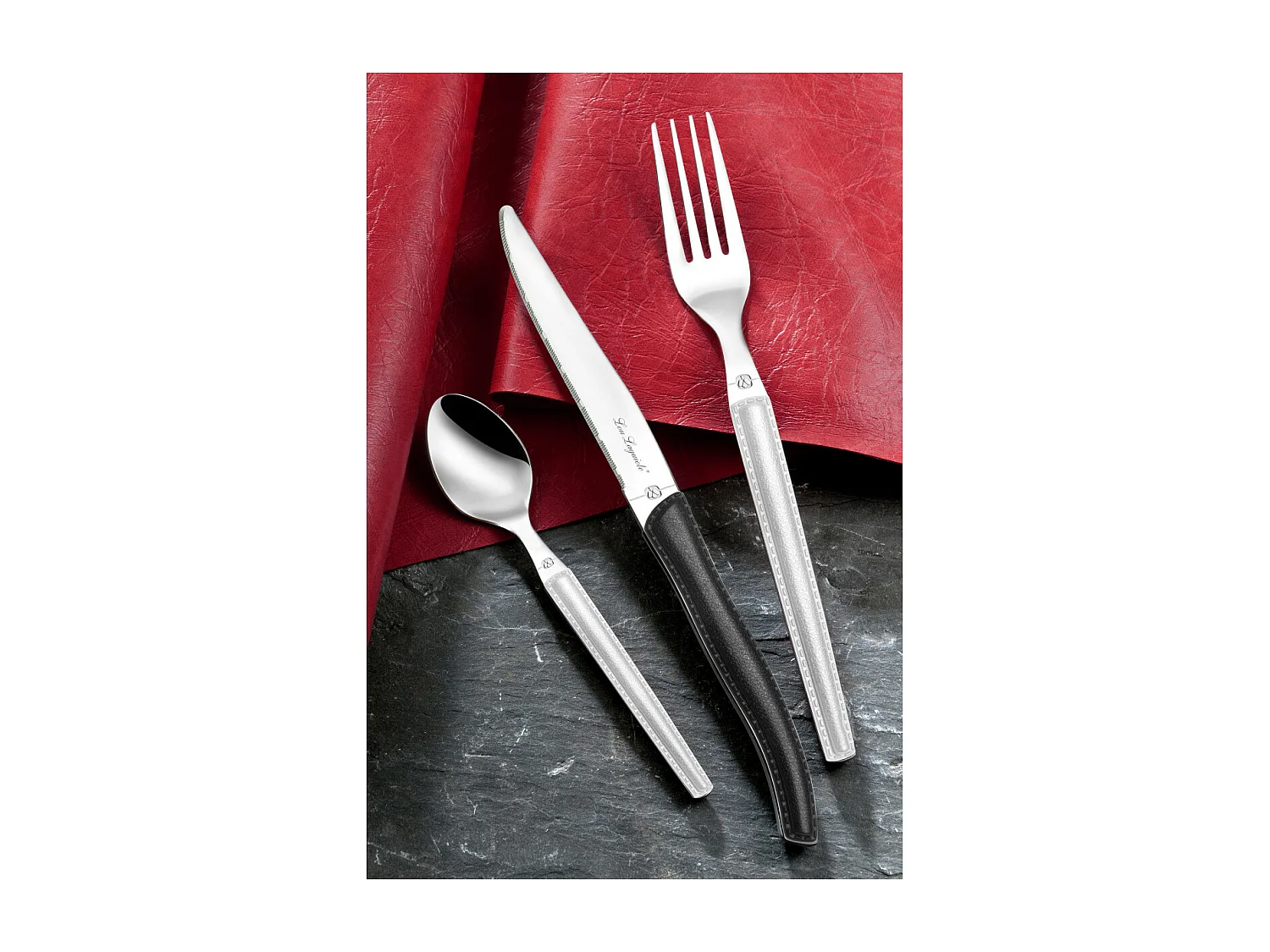 Set 6 Steakmesser Laguiole Sky Noir ABS Leder-Effekt