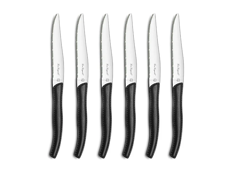 Set van 6 steakmessen Laguiole Sky Noir ABS Effect Leer