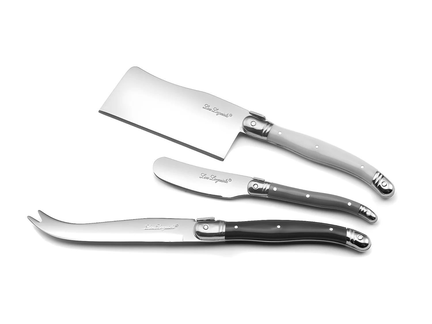 Set van 3 kaasbestek Laguiole Tradition, Handvat van polypropyleen, Lemmet met microkartels van gehard staal