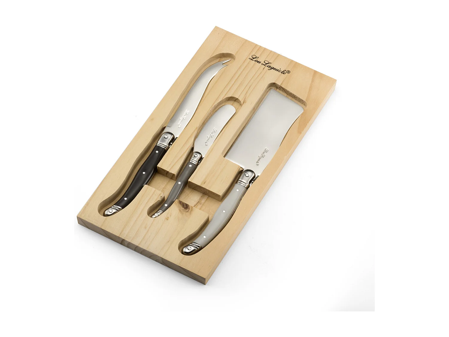 Set van 3 kaasbestek Laguiole Tradition, Handvat van polypropyleen, Lemmet met microkartels van gehard staal