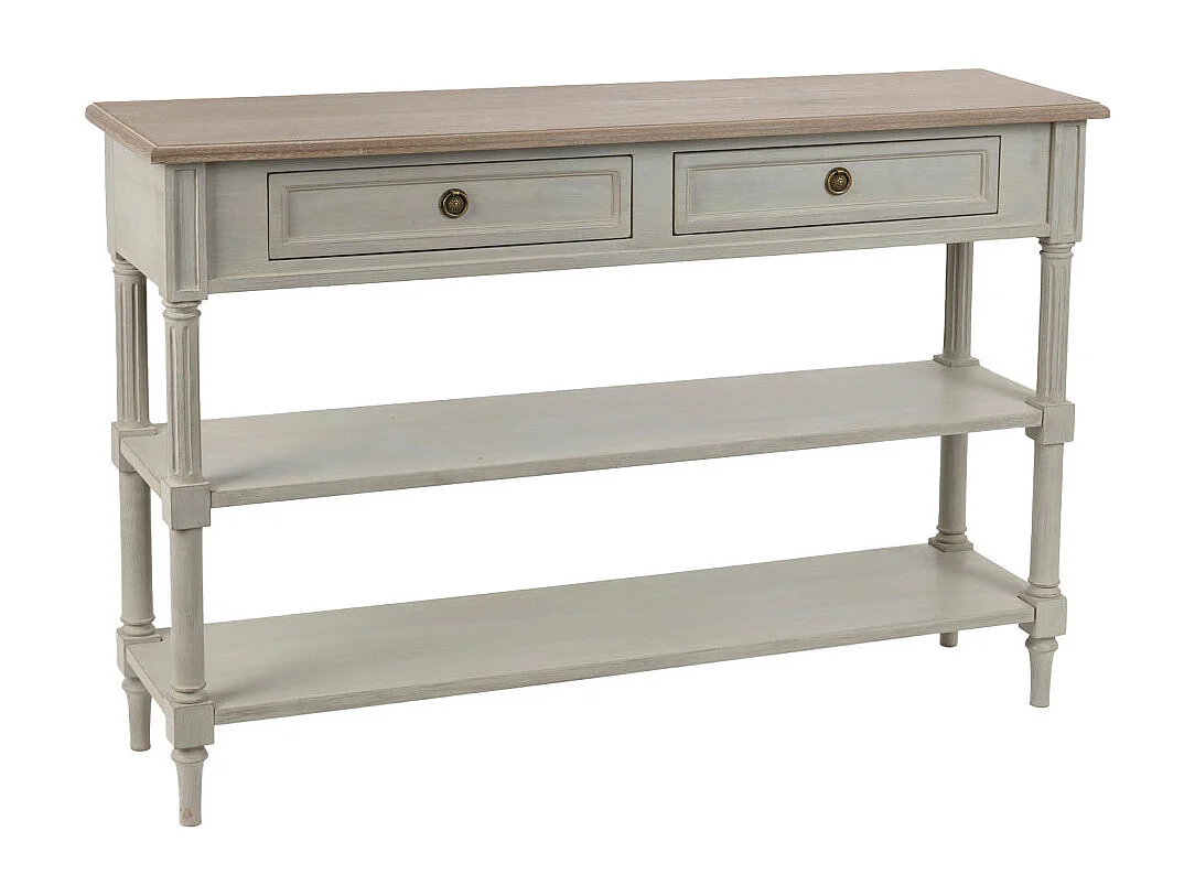 Console 2 tiroirs 2 niveaux en bois mindi L120 cm Édouard
