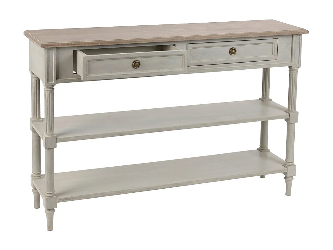 Console 2 tiroirs 2 niveaux en bois mindi L120 cm Édouard