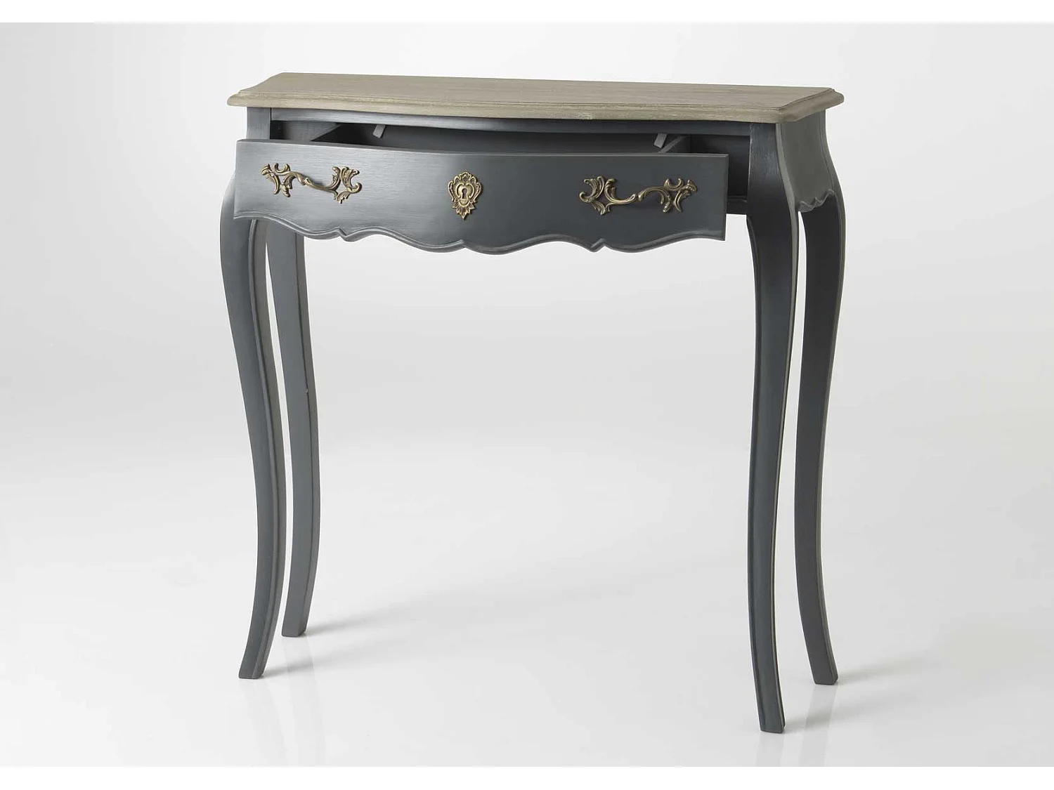 Petite console grise 1 tiroir Murano 80x25 Chêne