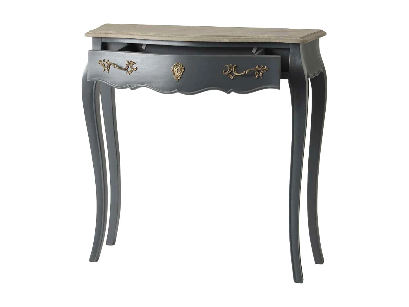 Console 1 tiroir en chêne gris L80 cm Murano Céleste