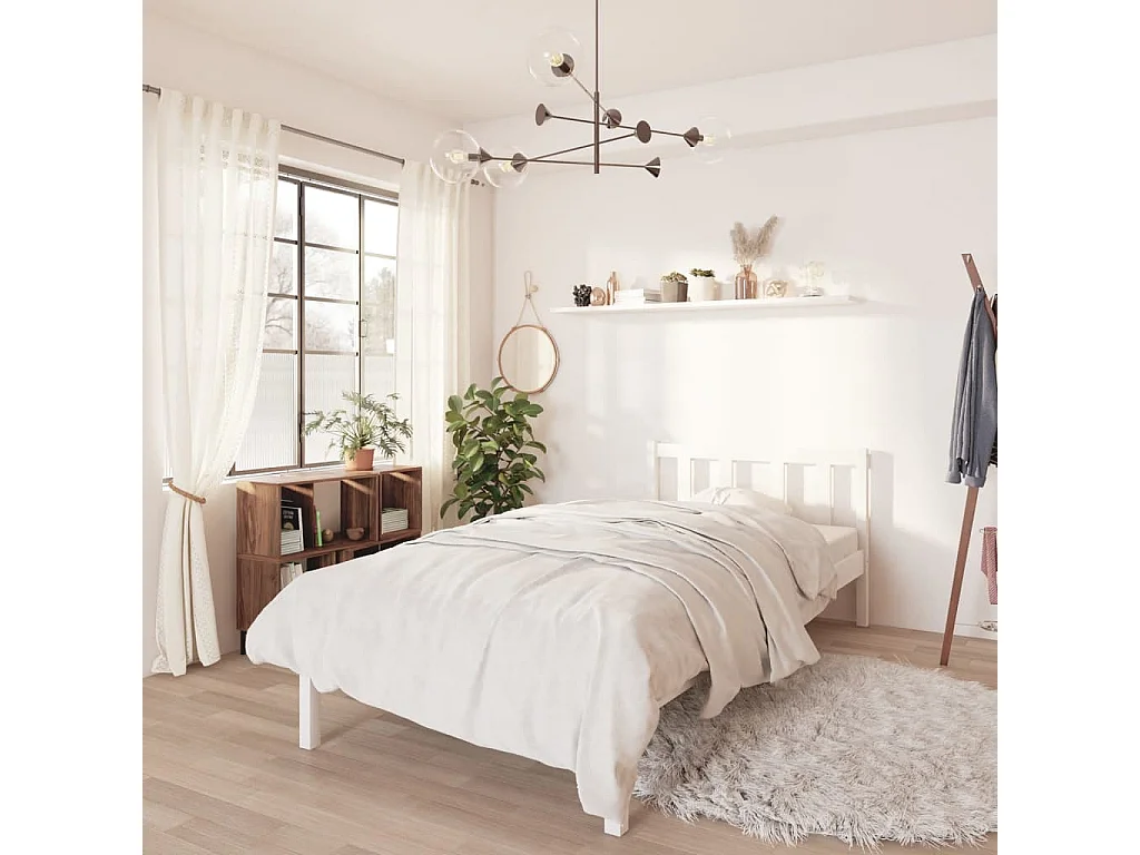 Estructura de cama madera maciza de pino individual 90x190 cm