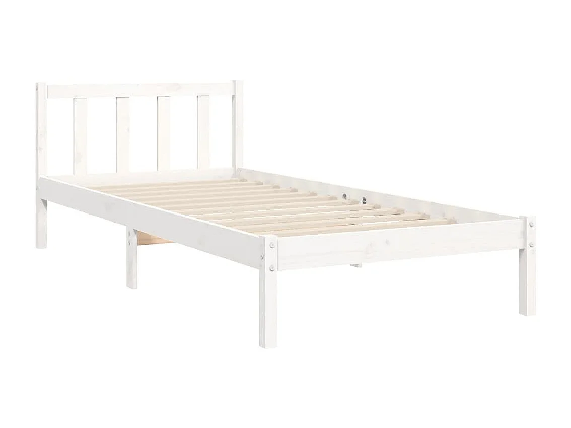 Estrutura cama de solteiro c/ cabeceira madeira maciça branco