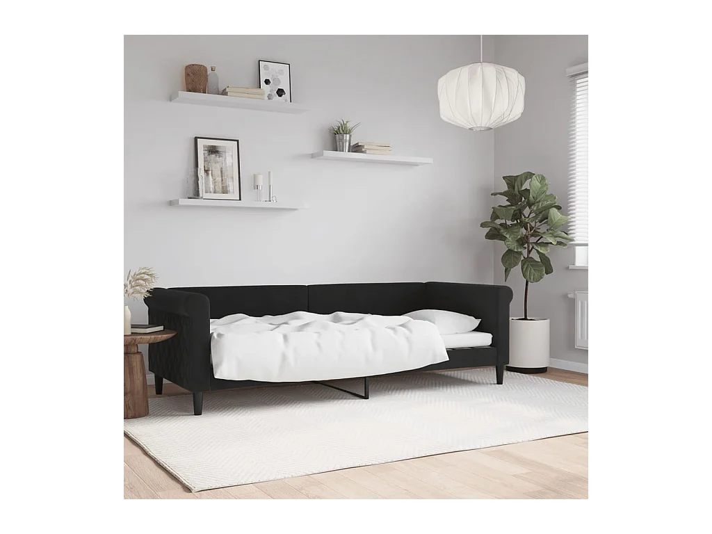 Sofá cama terciopelo negro 80x200 cm