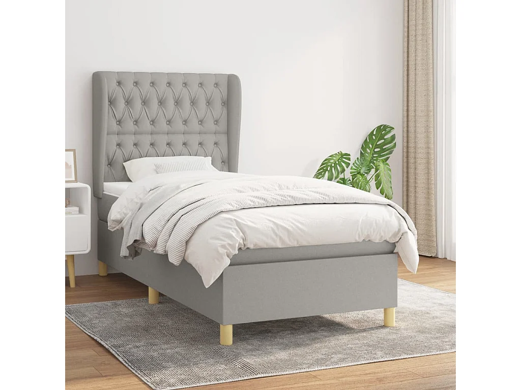 Cama com molas/colchão 90x200 cm tecido cinza-claro