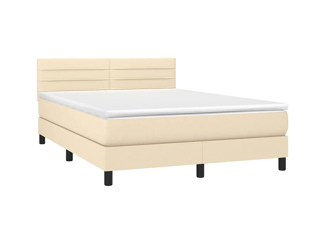 Lit à sommier tapissier avec matelas Crème 140x200 cm Tissu