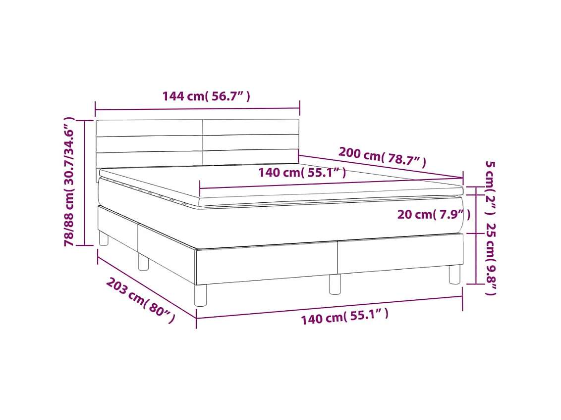 Lit à sommier tapissier avec matelas Crème 140x200 cm Tissu