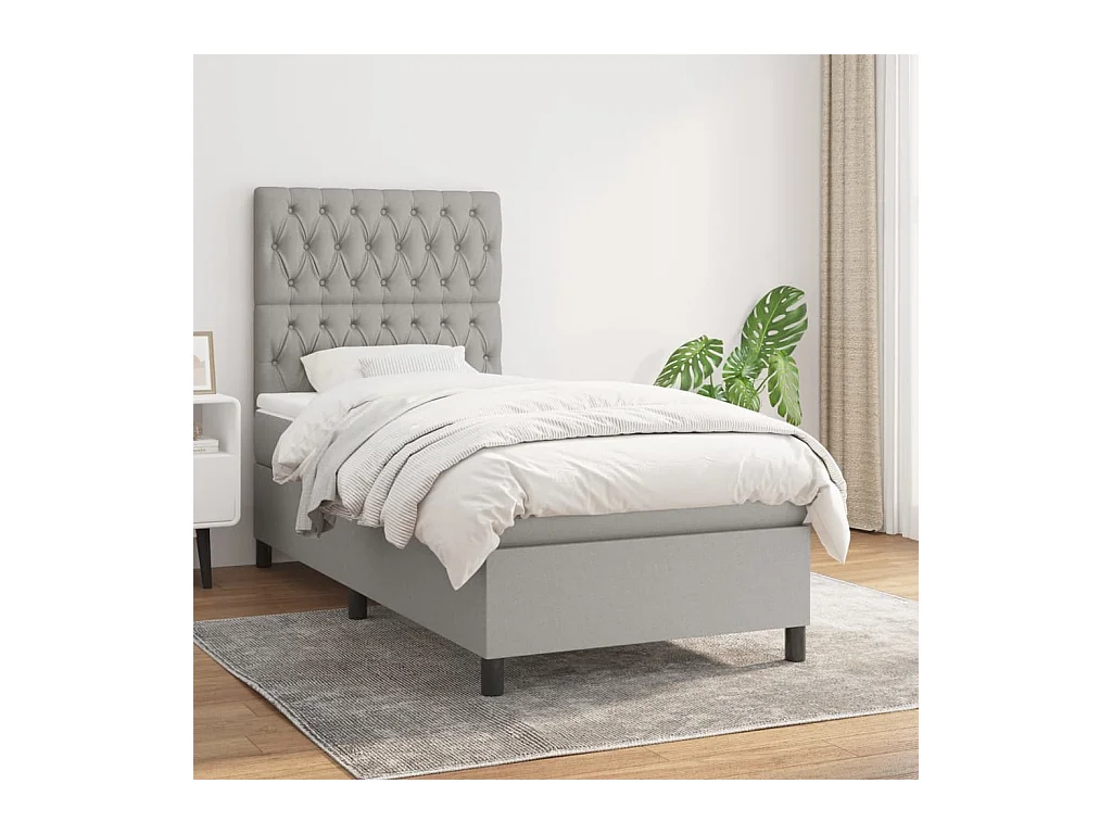 Boxspring met matras stof lichtgrijs 100x200 cm
