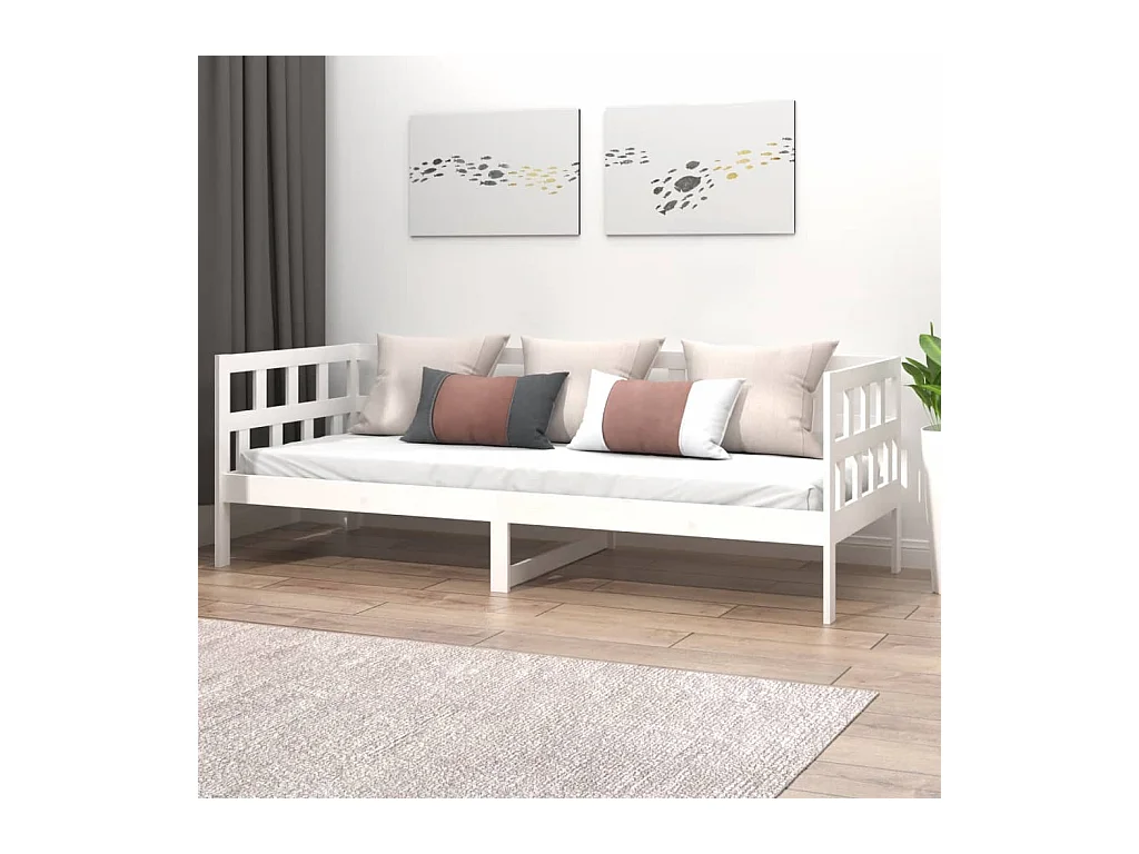 Slaapbank massief grenenhout wit 80x200 cm