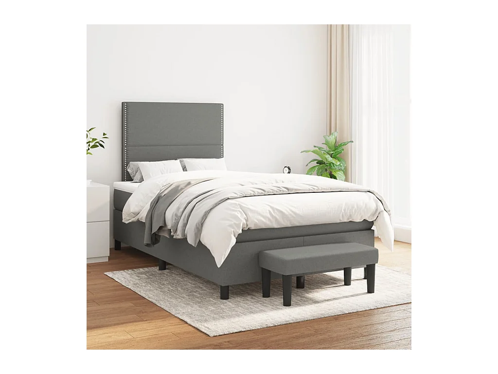 Boxspring met matras stof donkergrijs 120x200 cm