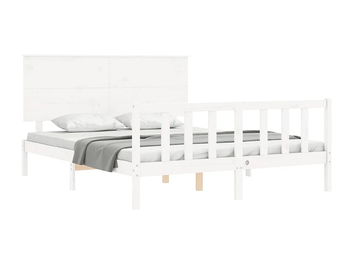 Estrutura de cama King Size com cabeceira madeira maciça branco