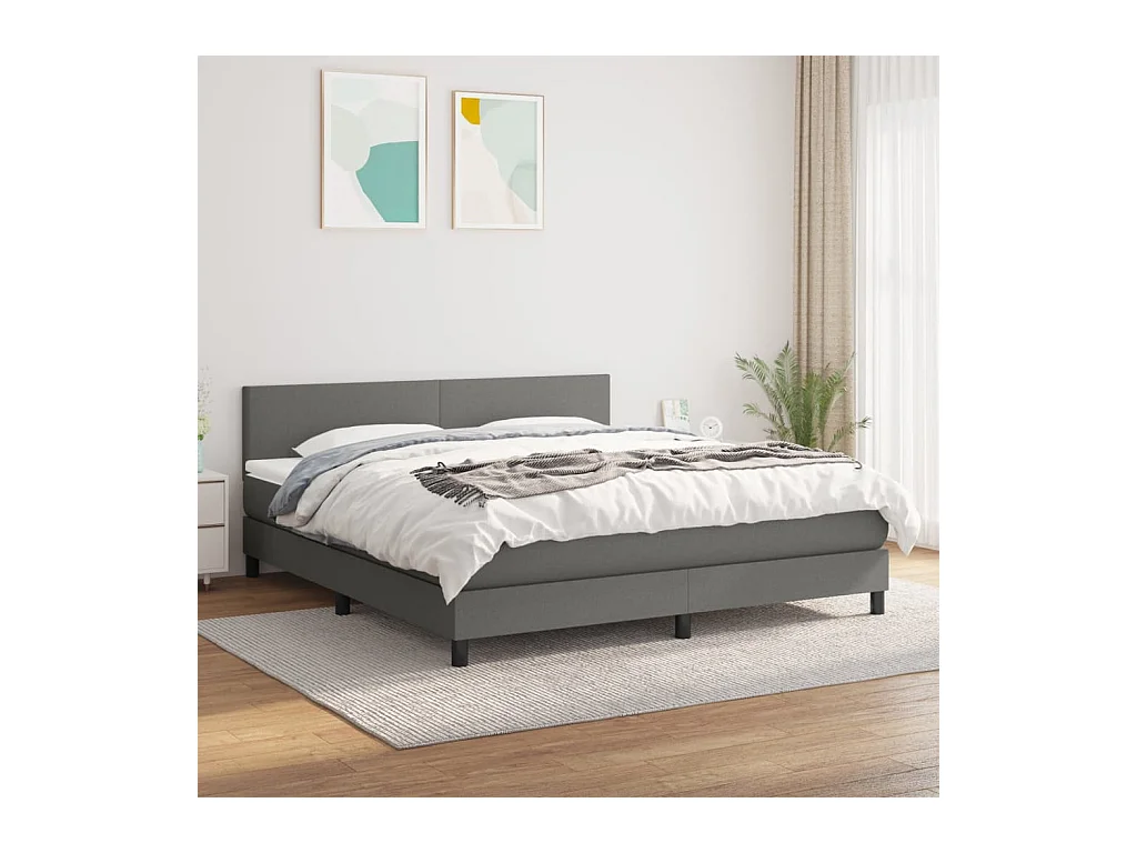Boxspring met matras stof donkergrijs 160x200 cm