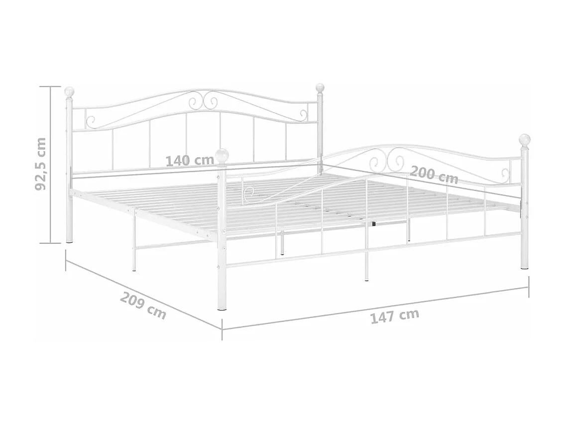Cadre de lit Blanc Métal 140x200 cm