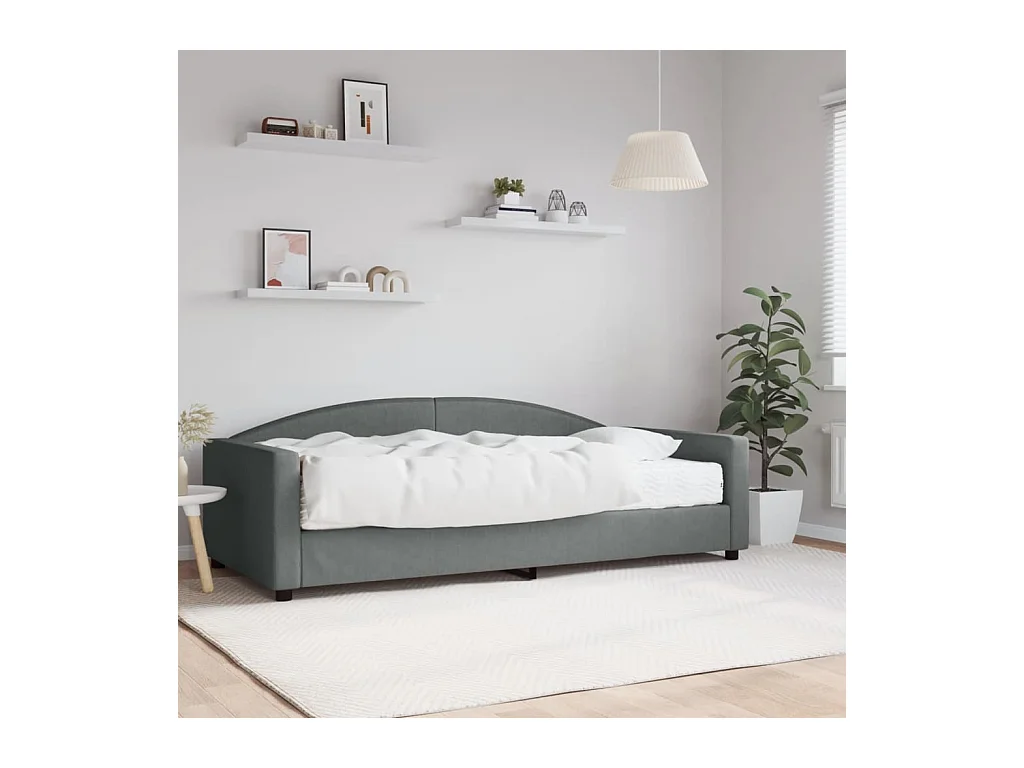 Slaapbank met matras 100x200 cm stof donkergrijs