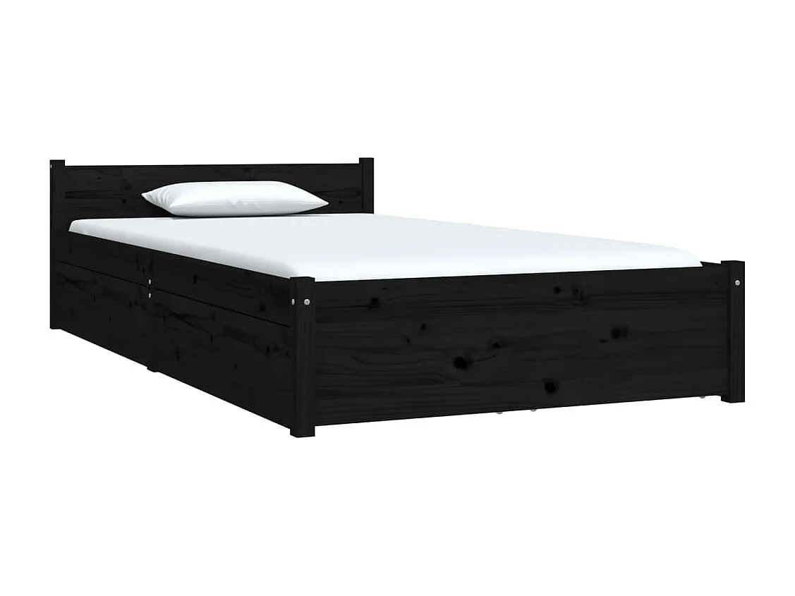 Cadre de lit avec tiroirs Noir 90x200 cm