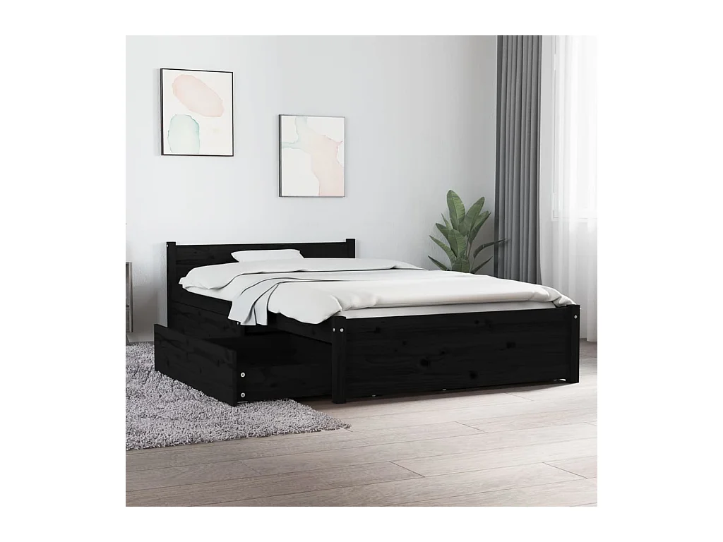 Bedframe met lades zwart 90x200 cm