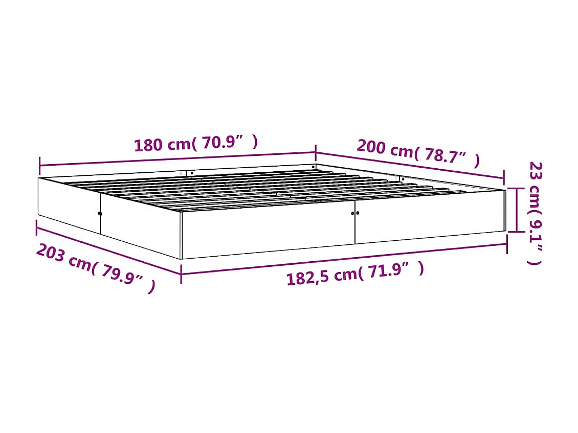 Estructura de cama madera maciza pino marrón cera 180x200 cm