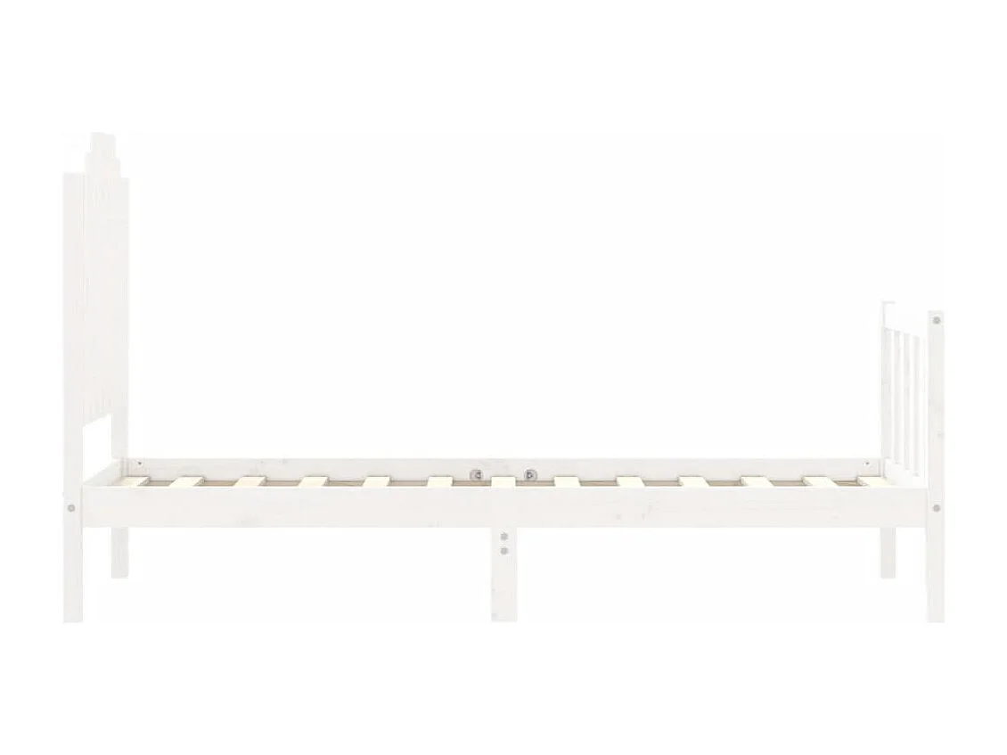 Cadre de lit avec tête de lit blanc petit simple bois massif