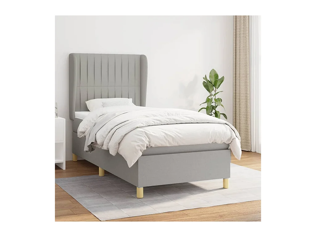 Cama com molas/colchão 90x200 cm tecido cinza-claro