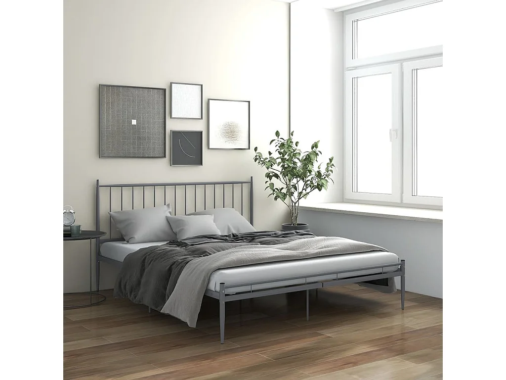 Estructura de cama de metal gris 180x200 cm
